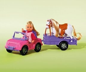 Lelle Evi Love ar džipu un zirgu Simba, 12 cm cena un informācija | Rotaļlietas meitenēm | 220.lv