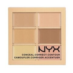 Palete sejas korekcijai Nyx Professional Makeup Conceal Correct Contour, 3CP01 Light, 6 x 1.5 g cena un informācija | Grima bāzes, tonālie krēmi, pūderi | 220.lv