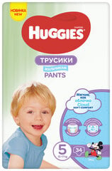 Autiņbiksītes HUGGIES Pants Boys Jumbo, 5. izmērs, 12–17 kg, 34 gab. cena un informācija | Autiņbiksītes | 220.lv