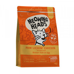Meowing Heads Paw Lickin Chicken 450 g cena un informācija | Sausā barība kaķiem | 220.lv
