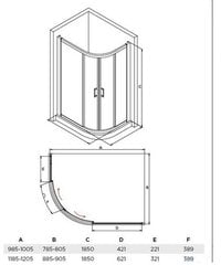 Полукруглая душевая кабина Besco Modern, 80,90x185 см цена и информация | Душевые кабины | 220.lv