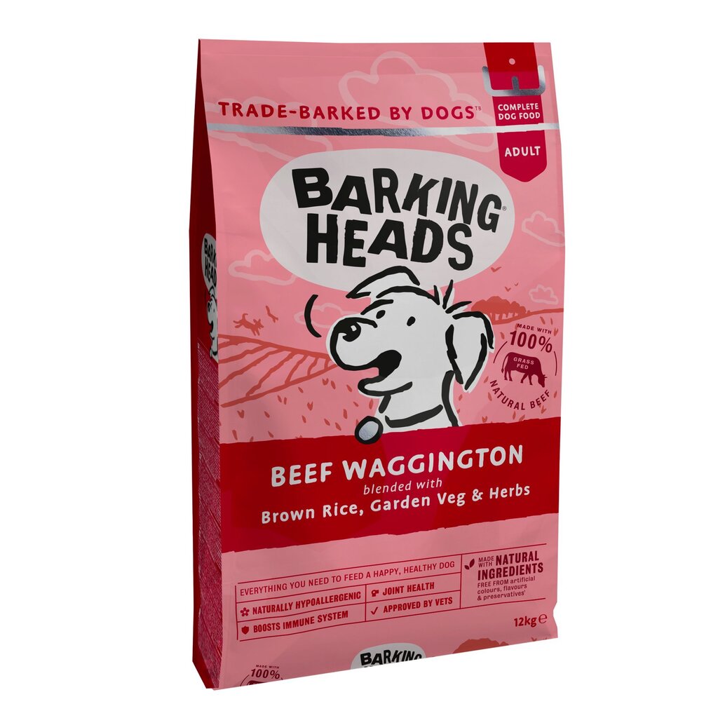 Barking Heads ar liellopu gaļu Beef Waggington​​, 12 kg cena un informācija | Sausā barība suņiem | 220.lv