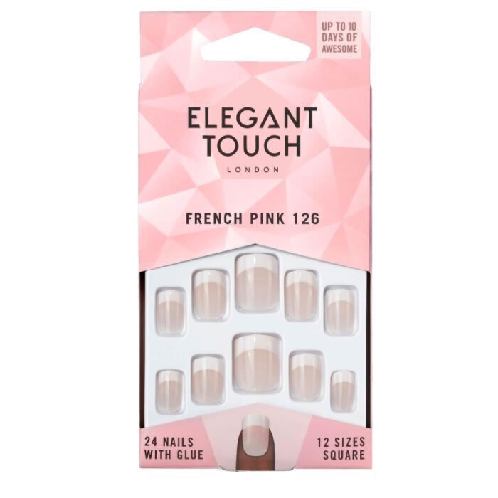 Mākslīgie nagi Elegant Touch, Franču mini kūre, rozā 126, S cena un informācija | Nagu kopšanas piederumi | 220.lv