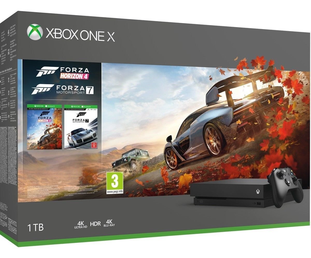 Microsoft Xbox One X 1TB + Forza Horizon 4 + Forza Motorsport 7 cena un informācija | Spēļu konsoles | 220.lv