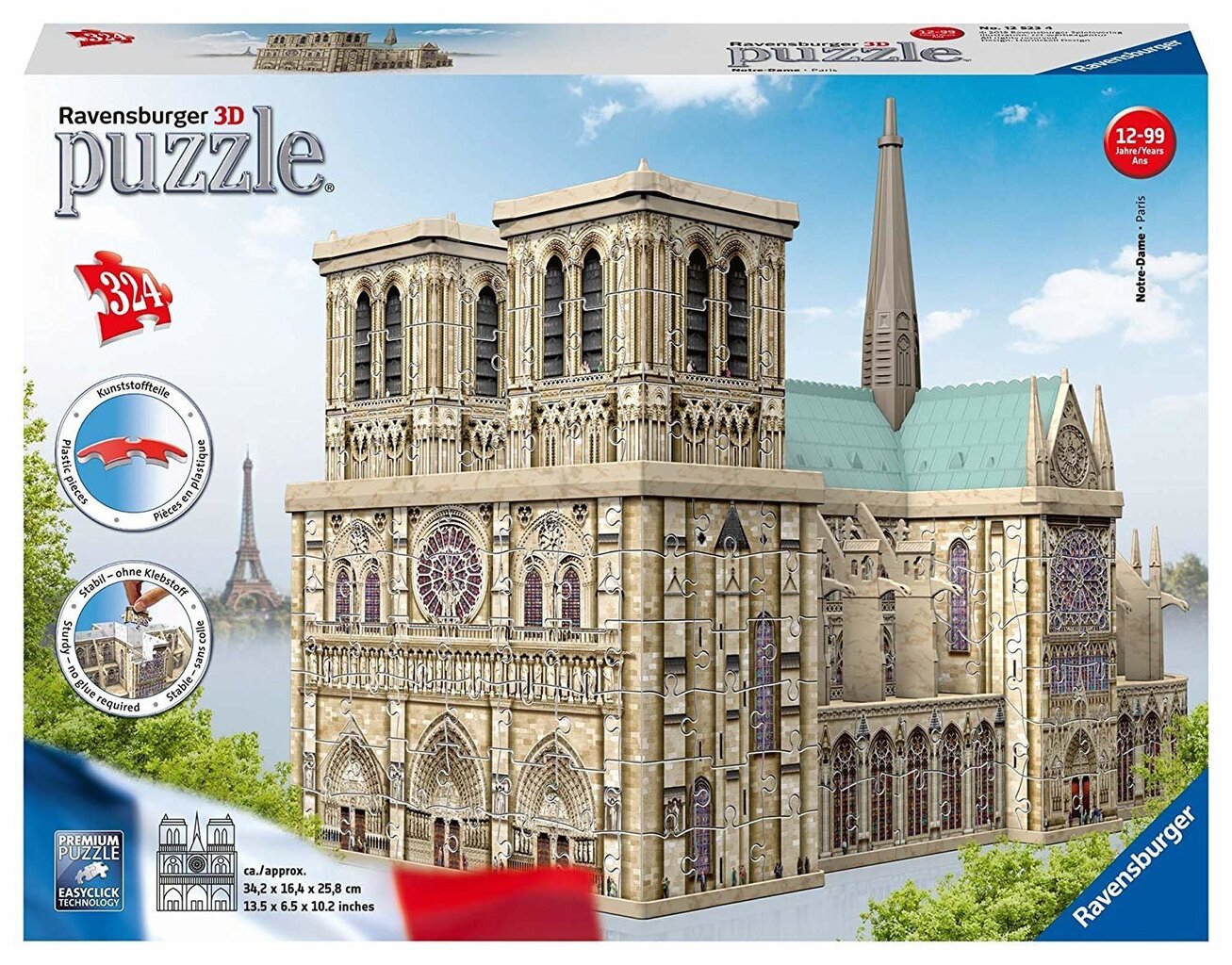 3D puzle Parīzes katedrāle Ravensburger, 12523, 324 gab. цена и информация | Puzles, 3D puzles | 220.lv
