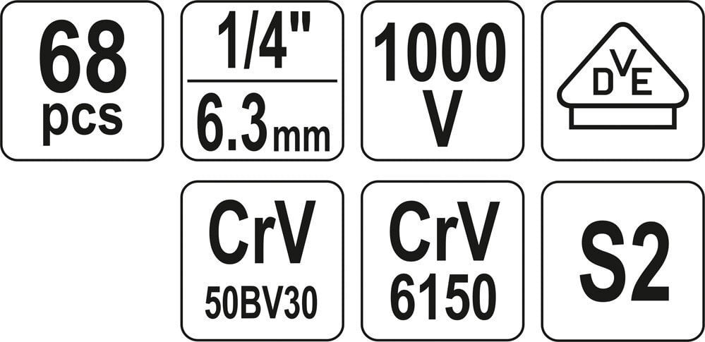 Yato elektriķa instrumentu komplekts YT-39009, 68 gab. cena un informācija | Rokas instrumenti | 220.lv