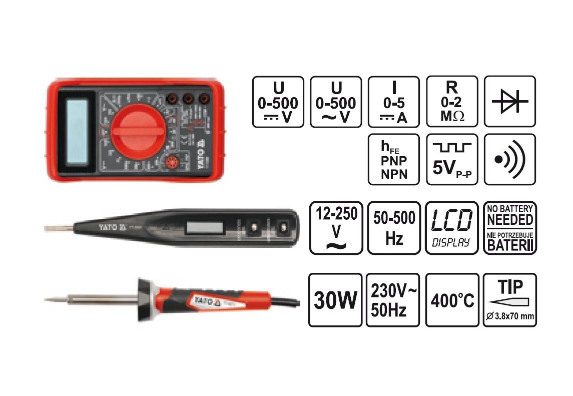 Yato elektriķa instrumentu komplekts YT-39009, 68 gab. cena un informācija | Rokas instrumenti | 220.lv