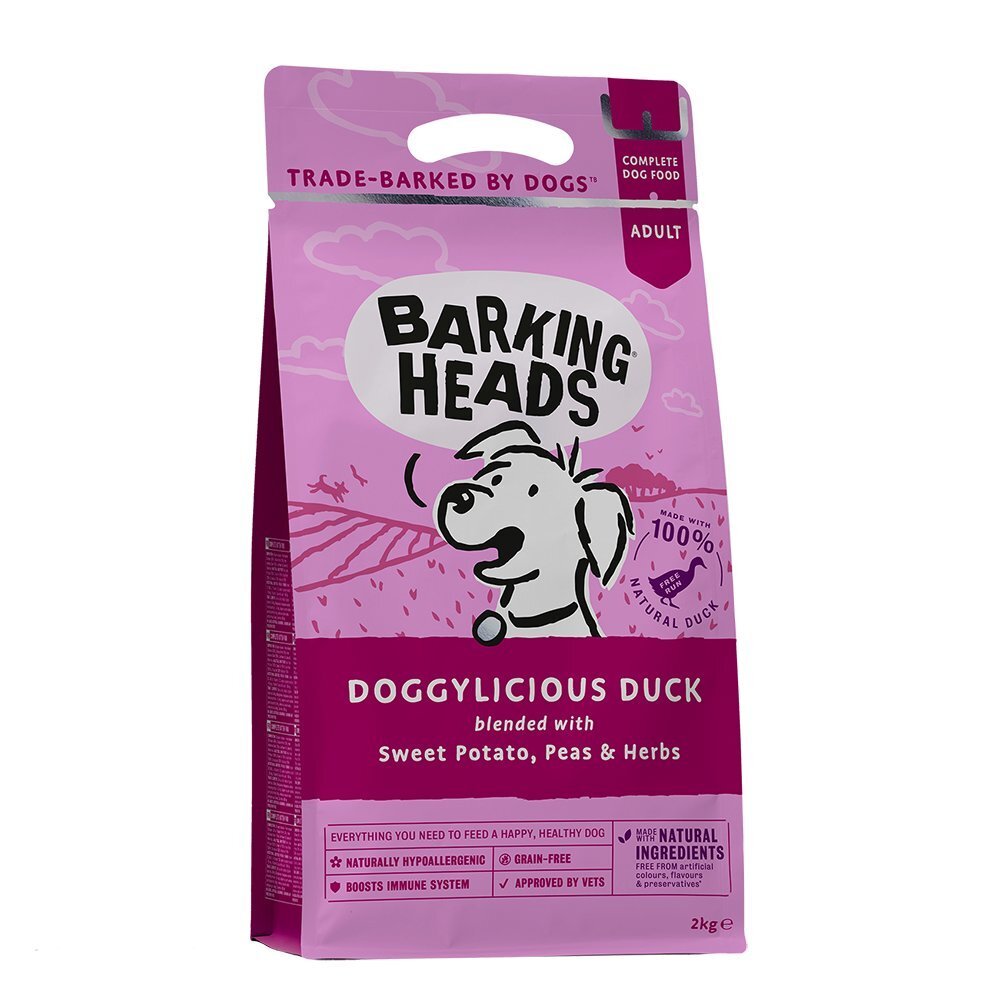 Barking Heads barība mazu un vidēju šķirņu suņiem Doggyylicious Duck Free Grain, 2kg cena un informācija | Sausā barība suņiem | 220.lv