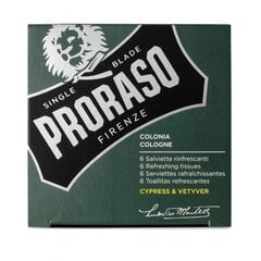 Atsvaidzinošas salvetes Proraso Cypress & Vetyver, 6 gab. cena un informācija | Sejas ādas kopšana | 220.lv
