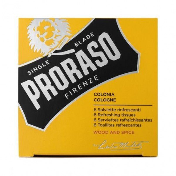 Atsvaidzinošas salvetes Proraso Wood & Spice, 6 gab. cena un informācija | Sejas ādas kopšana | 220.lv