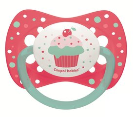 Simetriskais silikona knupītis Canpol Cupcake, 0-6 mēn., rozā, 23/282 цена и информация | Пустышки | 220.lv