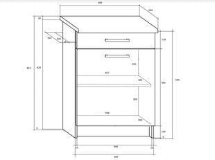 Кухонный шкафчик Polo 2 S60_1SZ, дуб / коричневый цвет kaina ir informacija | Кухонные шкафчики | 220.lv