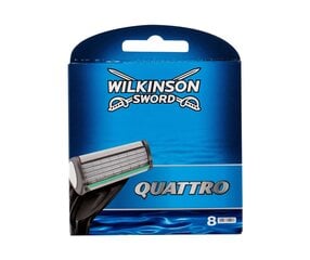 Головки для бритья Wilkinson Sword Quattro для мужчин, 8 шт. цена и информация | Косметика и средства для бритья | 220.lv