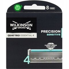 Бритвенные лезвия Wilkinson Quattro Titanium Sensitive для мужчин, 8 шт. цена и информация | Косметика и средства для бритья | 220.lv