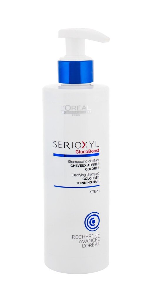Šampūns plāniem, krāsotiem matiem L'Oreal Professionnel Serioxyl Gluco Boost Clarifying 250 ml cena un informācija | Šampūni | 220.lv
