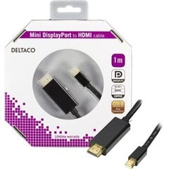 Deltaco DP-HDMI104-K, Mini DP/HDMI, 1 m cena un informācija | Kabeļi un vadi | 220.lv