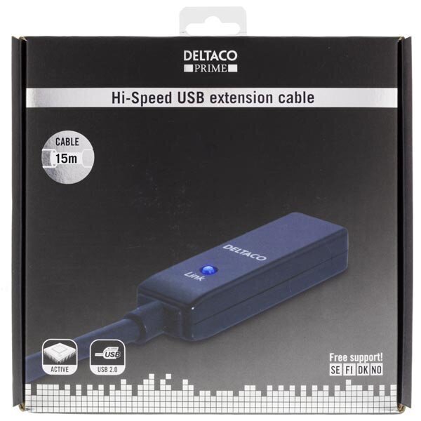 Deltaco, USB-A, 15 m cena un informācija | Kabeļi un vadi | 220.lv