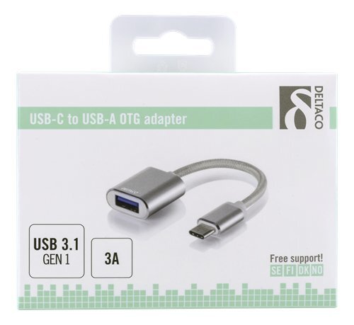 Deltaco, USB-C/USB-A, 10 cm cena un informācija | Adapteri un USB centrmezgli | 220.lv