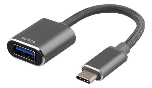 Deltaco, USB-C/USB-A, 11 cm cena un informācija | Adapteri un USB centrmezgli | 220.lv