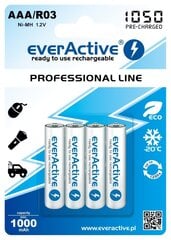 everActive Professional Ready to Use 1050mAh AAA akumulators, 4 gab. cena un informācija | Baterijas | 220.lv