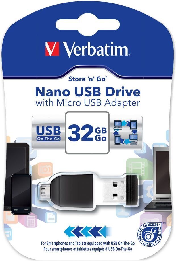 Verbatim USB datu nesējs 32 GB ar Micro USB adapteri цена и информация | USB Atmiņas kartes | 220.lv