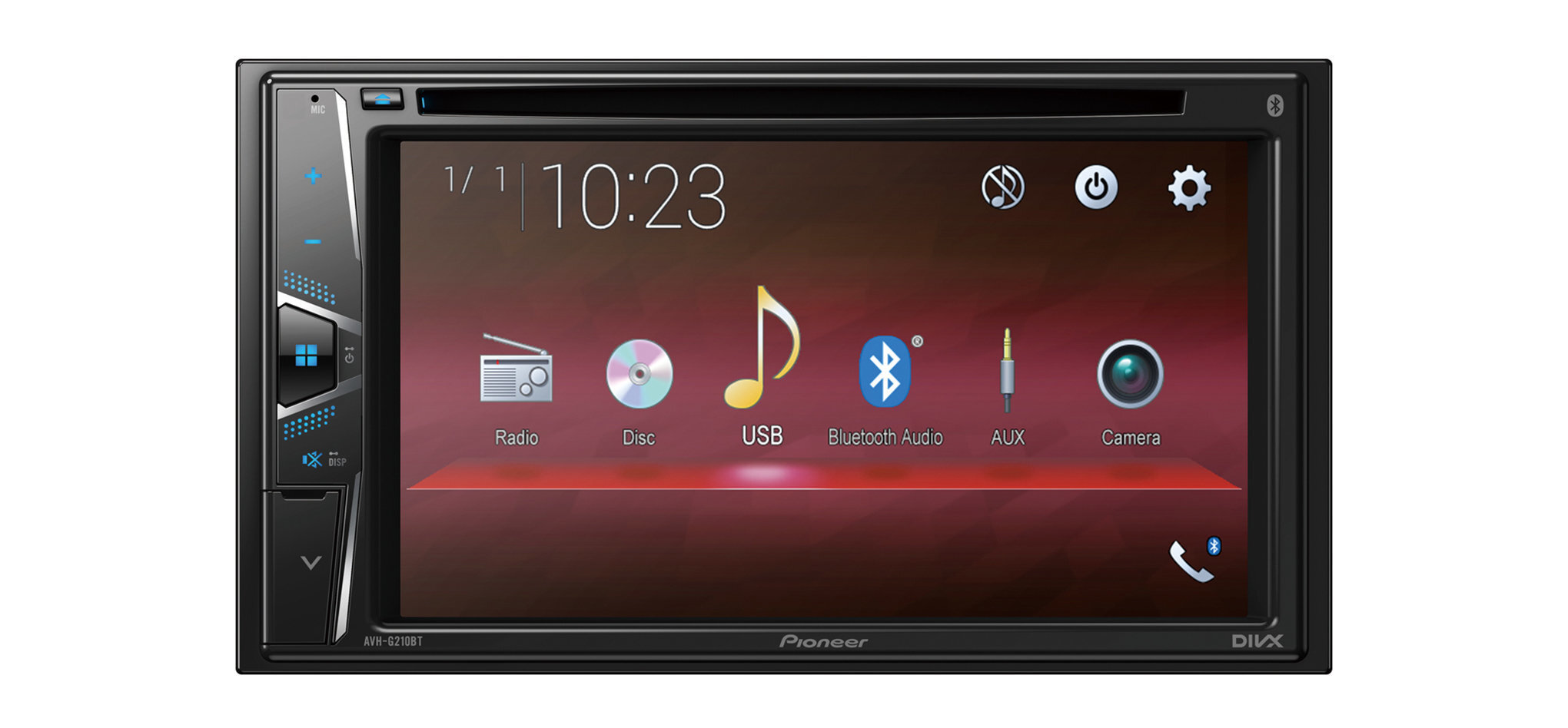 Pioneer, AVH-G210BT CD/DVD atskaņotājs ar 6.2" ekrānu, iPod/iPhone cena un informācija | Auto magnetolas, multimedija | 220.lv