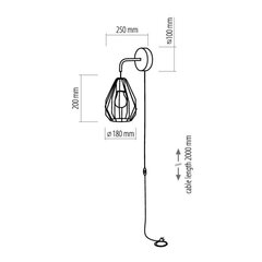 TK Lighting sienas gaismeklis ar kabeli Brylant Black цена и информация | Настенные светильники | 220.lv