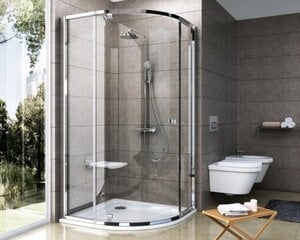 Pusapaļa dušas kabīne Ravak PSKK3, 90x90 cm (Spīdīgs profils + skaidrs stikls) cena un informācija | Dušas kabīnes | 220.lv