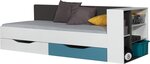 Кровать Tablo 12A, 200x90 см, белая/голубая