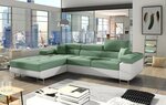 Stūra dīvāns Armando, zaļš/balts