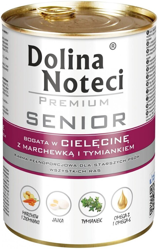 Dolina Noteci Premium Senior ar teļa gaļu, burkāniem un timiānu, 400 g цена и информация | Konservi suņiem | 220.lv