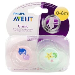 Пустышка Philips Avent "Классическая M", 0-6 мес., 2 шт., SCF169/36 цена и информация | Пустышки | 220.lv