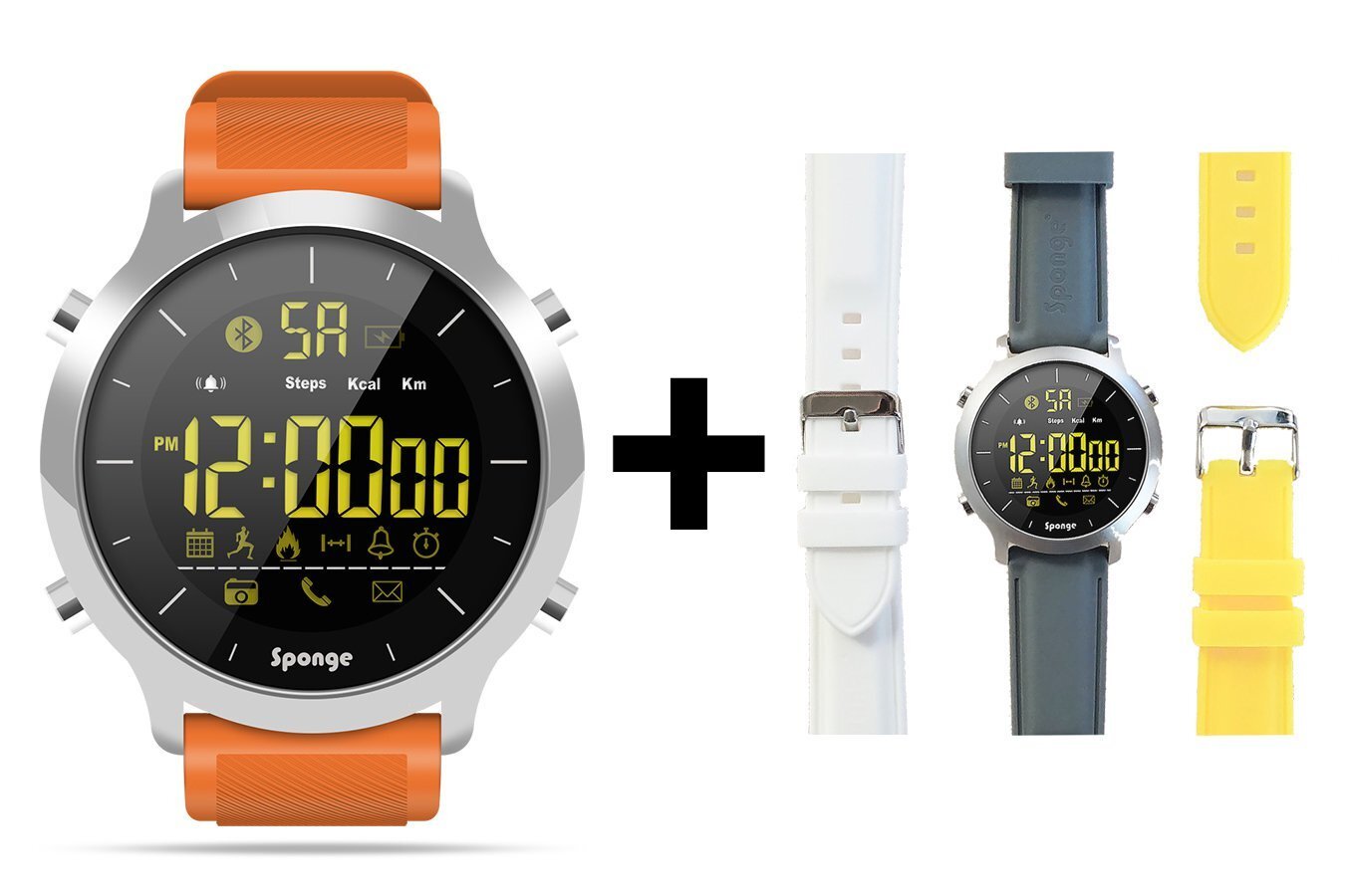 Sponge Surfwatch, oranžs + krāsainas siksnas cena un informācija | Viedpulksteņi (smartwatch) | 220.lv