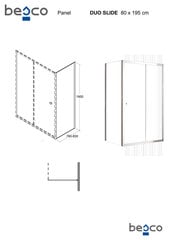 Taisnstūra dušas kabīne Besco DUO Slide, 100,110,120,130,140x195 cm cena un informācija | Dušas kabīnes | 220.lv