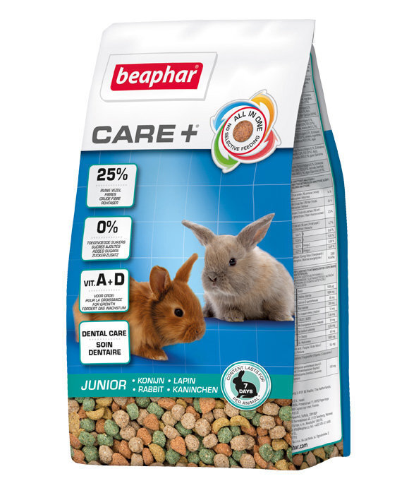 Beaphar Care+ maziem trušiem Rabbit Junior, 1,5 kg cena un informācija | Barība grauzējiem | 220.lv