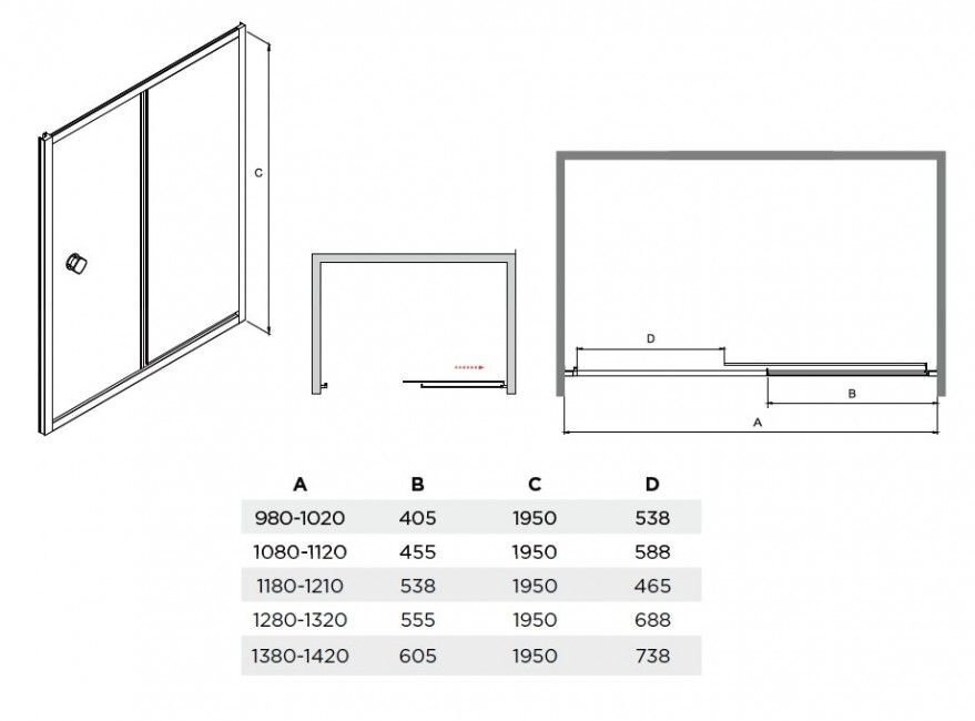 Dušas durvis Besco Duo Slide, 100,110,120,130,140 x 195 cm cena un informācija | Dušas durvis, dušas sienas | 220.lv