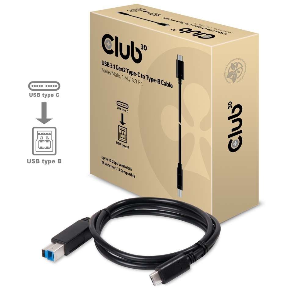 Club 3D CAC-1524, USB-C/USB-B, 1 m cena un informācija | Kabeļi un vadi | 220.lv