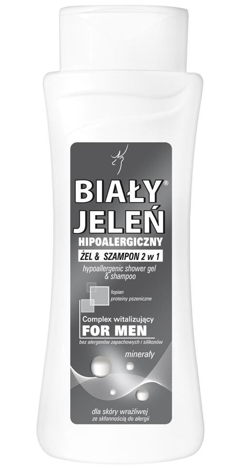 Dušas želeja un šampūns vienā Bialy Jelen 2in1 for men Mineraly 300 ml cena un informācija | Dušas želejas, eļļas | 220.lv