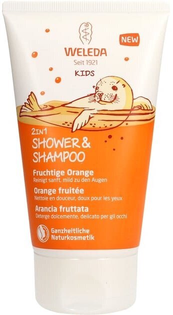 Dušas želeja un šampūns Weleda Kids 2in1 Fruity Orange bērniem 150 ml cena un informācija | Bērnu kosmētika, līdzekļi jaunajām māmiņām | 220.lv