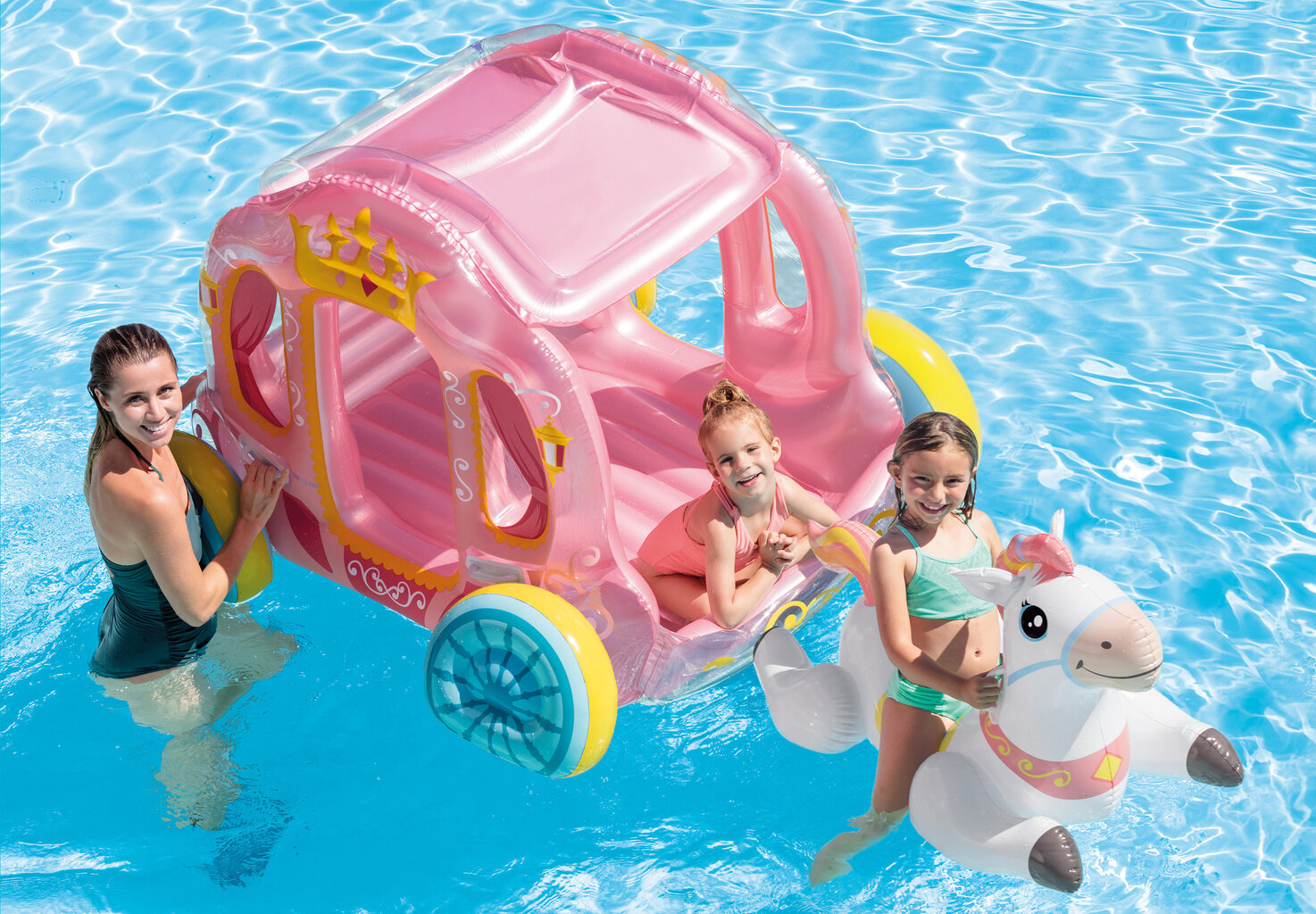Piepūšamā rotaļlieta Intex Princess Carriage cena un informācija | Piepūšamās rotaļlietas un pludmales preces | 220.lv