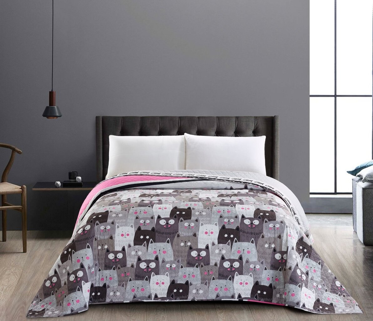 DecoKing divpusējs gultas pārklājs Cats Invasion, 170x210 cm cena un informācija | Gultas pārklāji, pledi | 220.lv