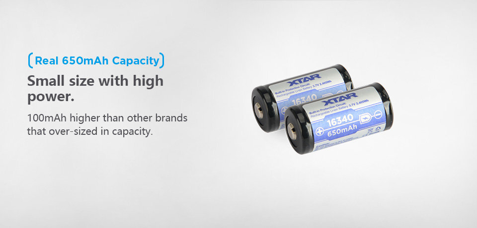 Xtar 650mAh 3,7V 16340 CR123 baterija ar PCB cena un informācija | Baterijas | 220.lv