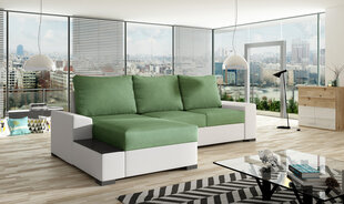 Stūra dīvāns Negro, balts/zaļš cena un informācija | Stūra dīvāni | 220.lv