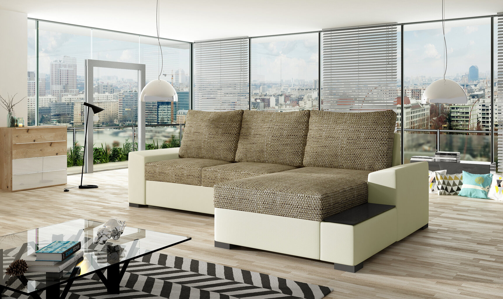 Mīksts stūra dīvānss NORE Nero, gaiši brūns цена и информация | Stūra dīvāni | 220.lv