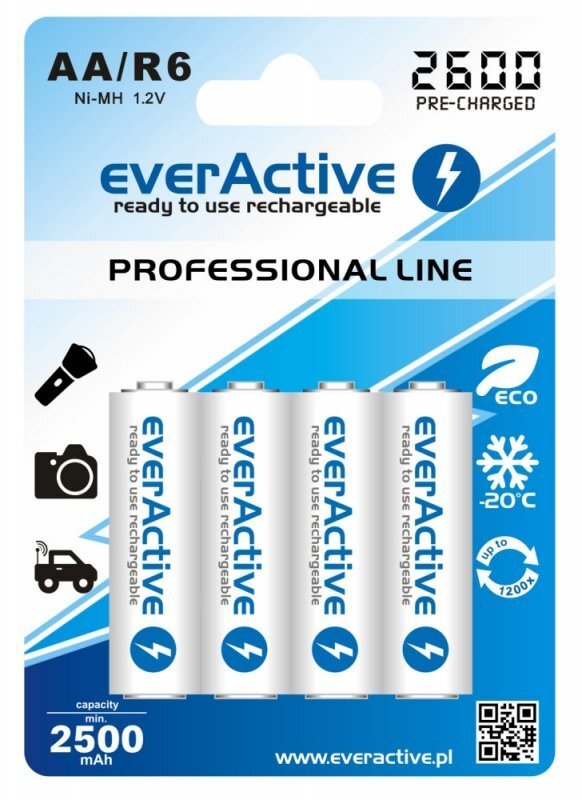 everActive Professional Ready to Use 2600mAh AA akumulators, 4 gab. cena un informācija | Baterijas | 220.lv