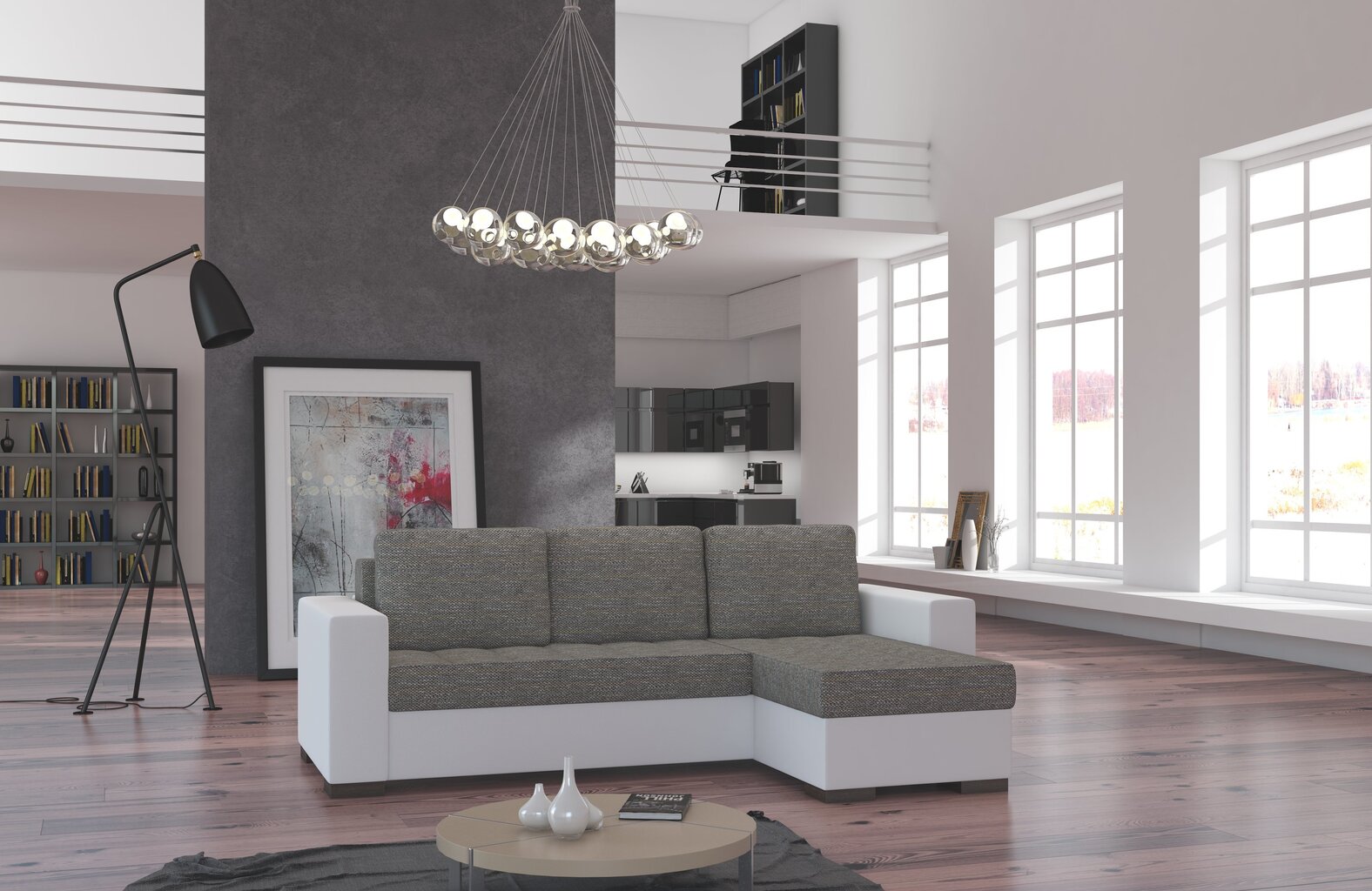 Universāls stūra dīvāns Newark, brūns/balts цена и информация | Stūra dīvāni | 220.lv