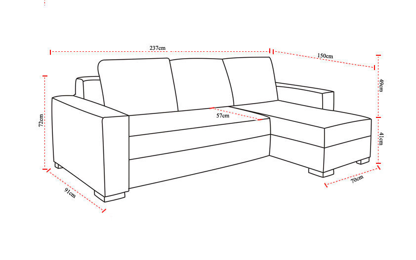 Universāls stūra dīvāns Newark, tumši brūns/balts цена и информация | Stūra dīvāni | 220.lv