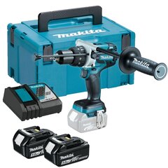 Аккумуляторная ударная дрель-шуруповёрт Makita DHP481RTJ, 18V цена и информация | Шуруповерты, дрели | 220.lv