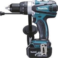 Аккумуляторная ударная дрель-шуруповёрт Makita DHP458RTJ, 18V цена и информация | Шуруповерты, дрели | 220.lv