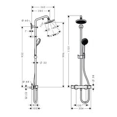 Dušas sistēma Hansgrohe Croma 160 ar termostatisko maisītāju, hroma, 27135000 цена и информация | Душевые комплекты и панели | 220.lv